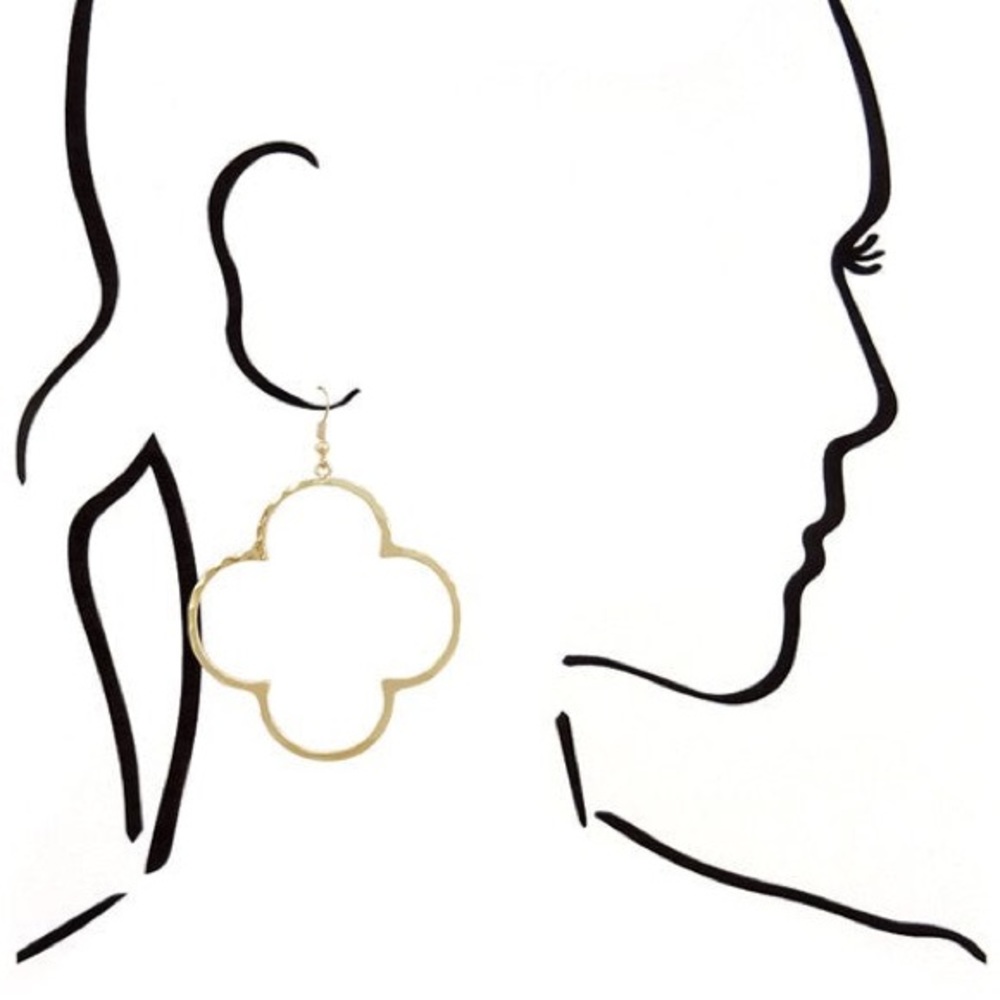 Large Rose Gold Hammered Clover Hoop Earrings